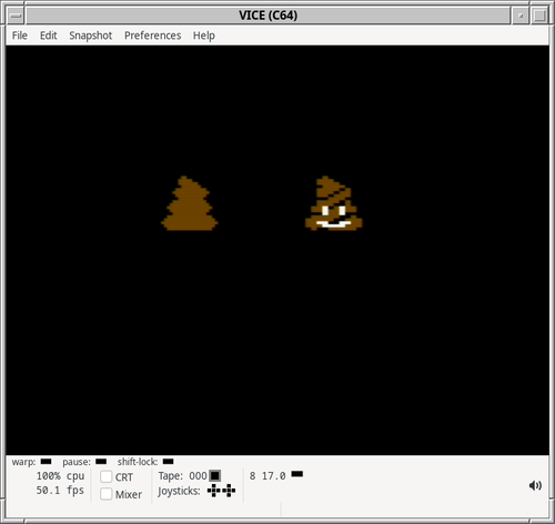 two icons of a comic-style poo. The left one is all brown. The right one is also brown but has black shading and white eyes and a smile. It may resemble the so-called emoji.